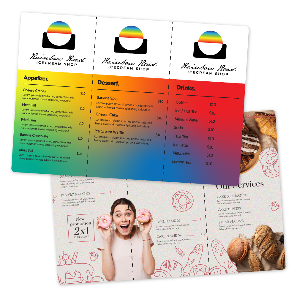 Custom Menu - 15.7" x 11" Trifold Shape