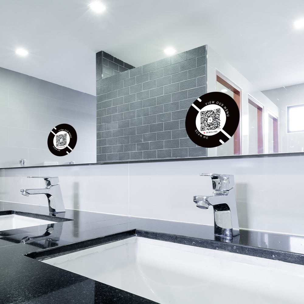 Dineline QR Code Circle Sticker 4" Version 1