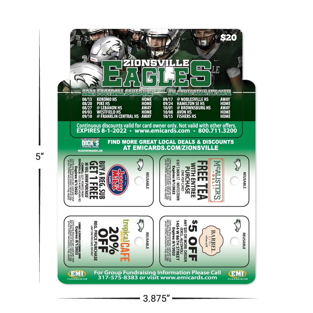 EMI Fundraising Punch Out Combo Card with Four Key Tags