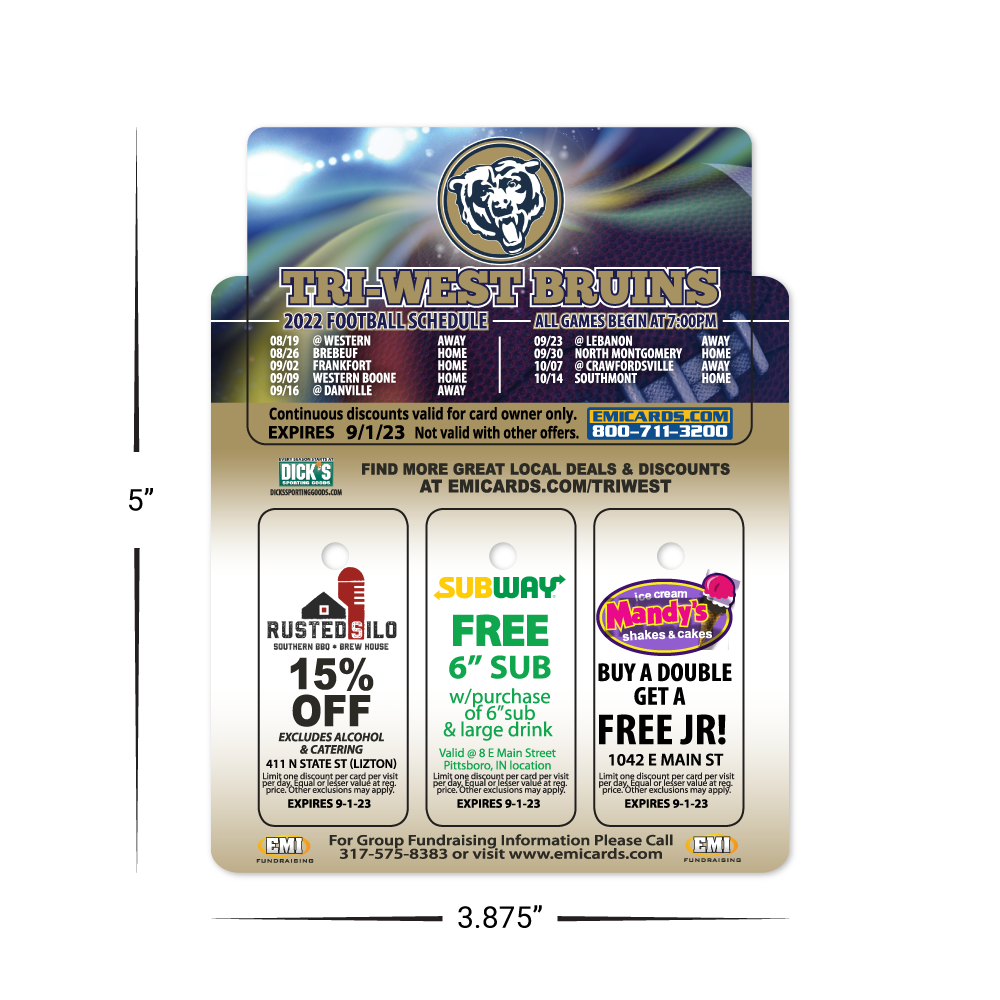 EMI Fundraising Punch Out Combo Card with Three Key Tags