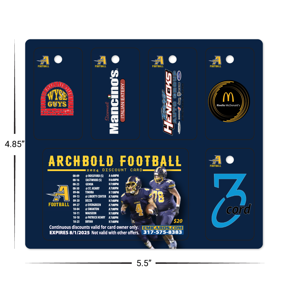 EMI Fundraising Punch Out Combo Card with Five Key Tags