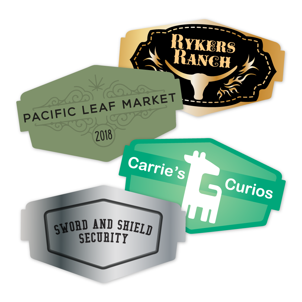 Custom Plastic 3.375" x 2" Badge Shape Cards