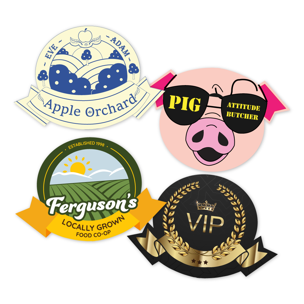 Custom Plastic 3" x 2.05 Circle Cards with Ribbon Shape
