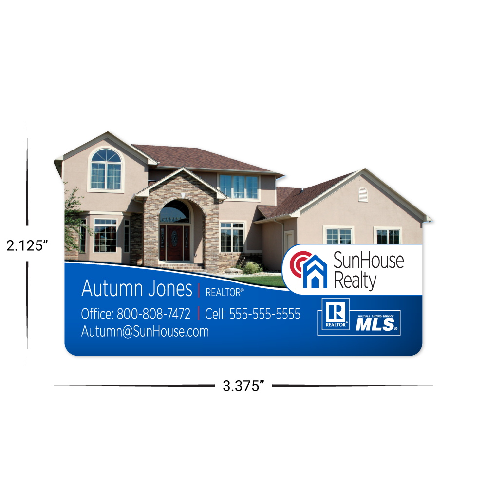Custom Plastic 3.375" x 2" House Shape Cards