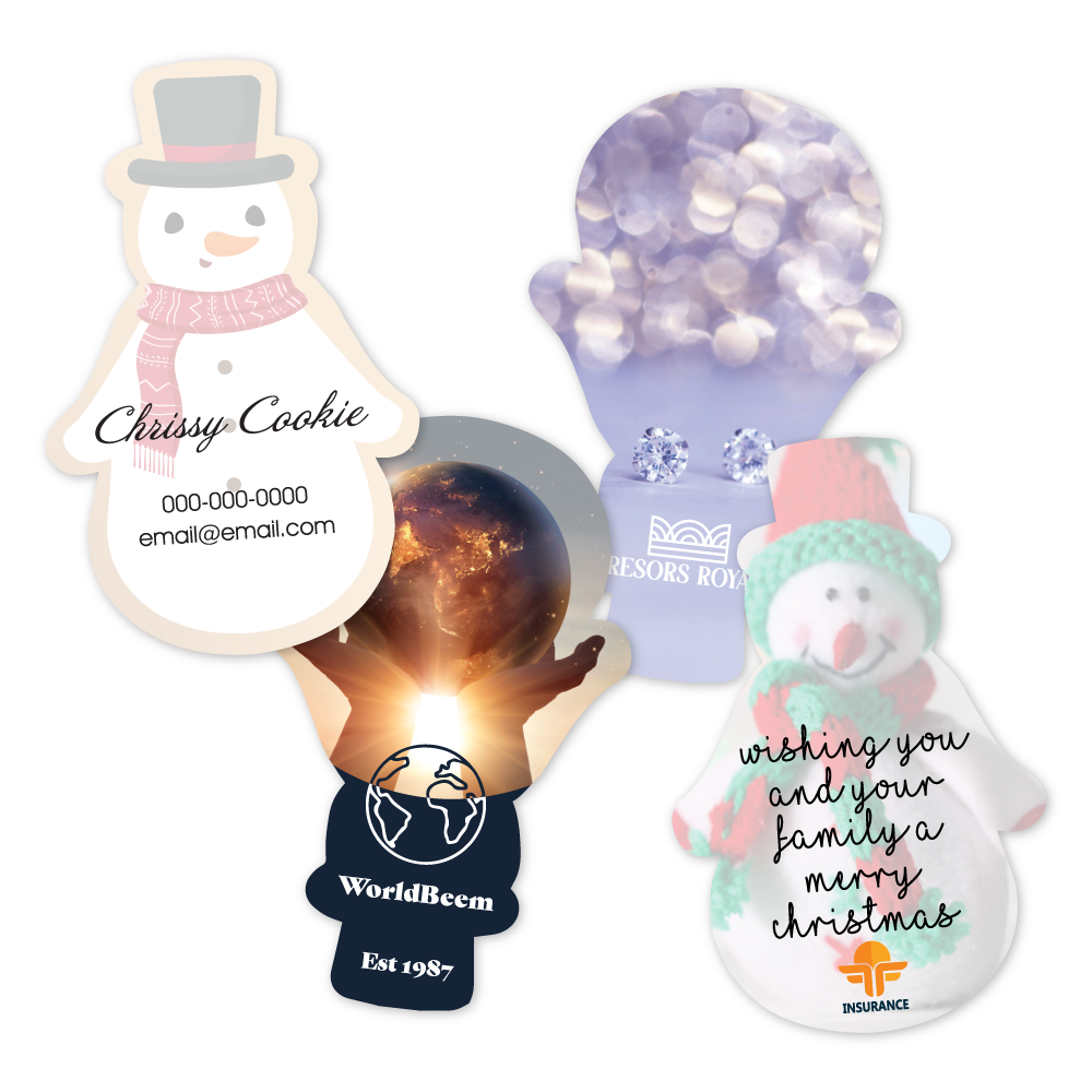 Custom Plastic 3.375" x 2.125 Snowman Shape Cards