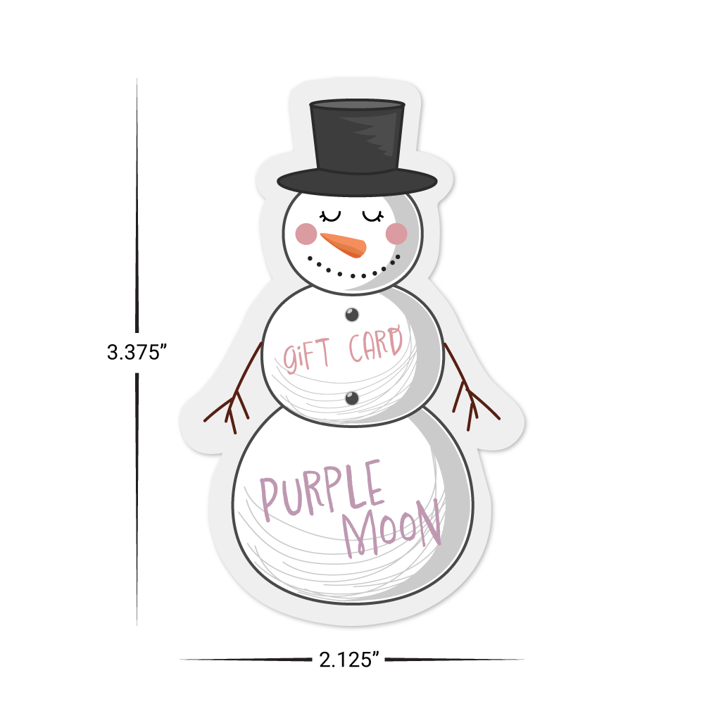 Custom Plastic 3.375" x 2.125 Snowman Shape Cards