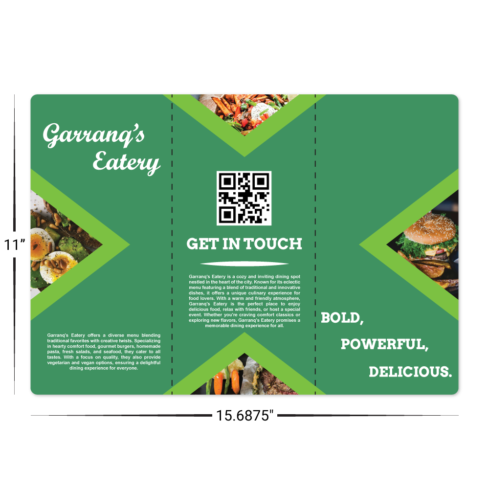 Custom Menu - 15.7" x 11" Trifold Shape