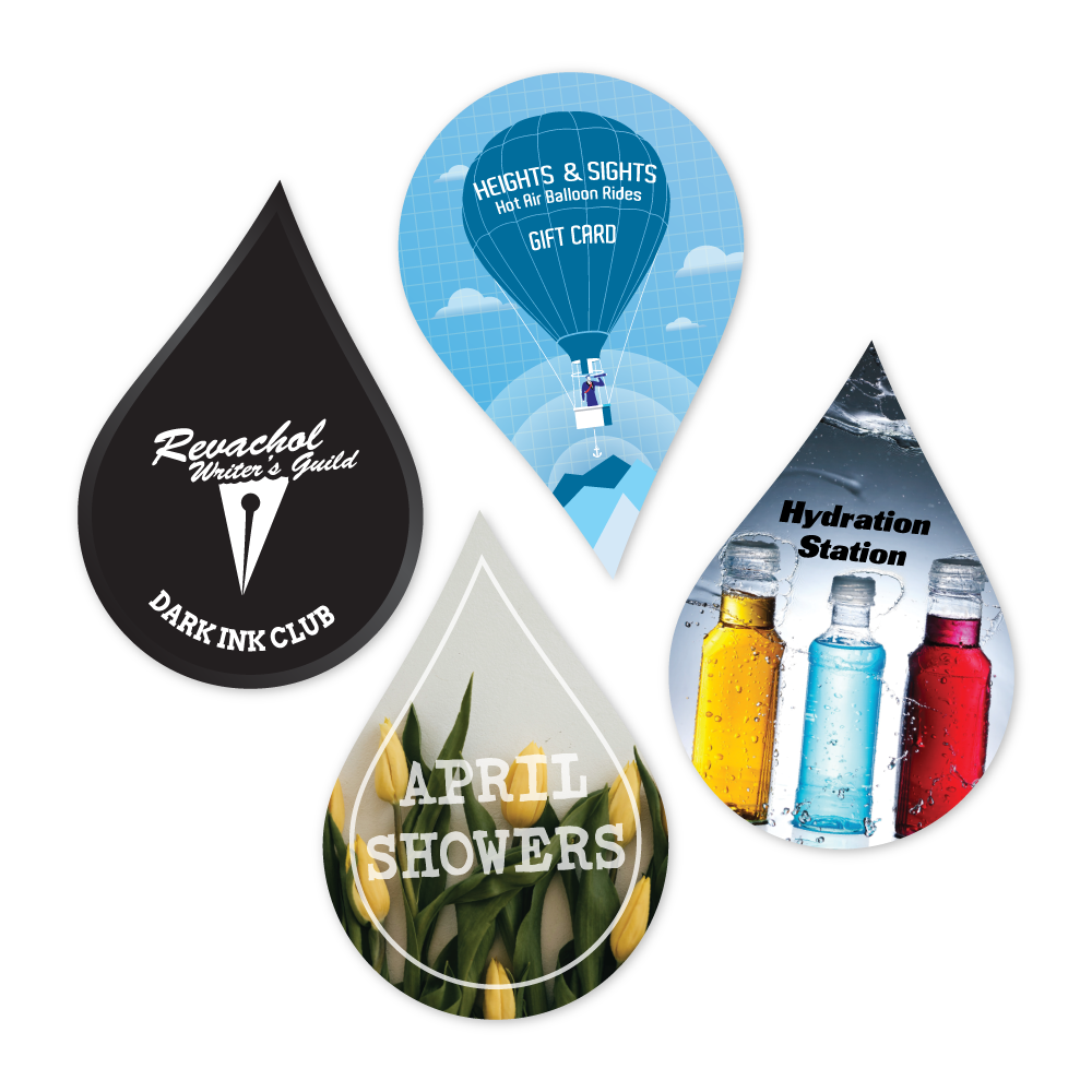 Custom Plastic 3.1" x 2.1" Water Drop Shape Cards
