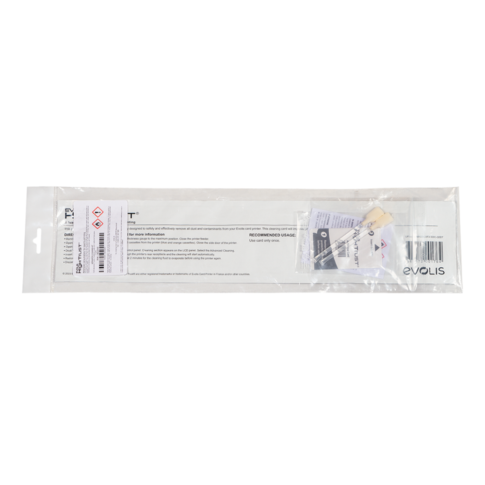 Evolis Agilia Advanced Cleaning Kit - T Cards, Adhesive Cards, & Swabs