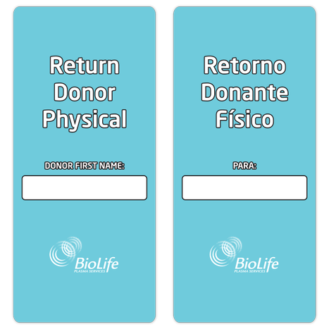 'Return Donor Physical' Cards Non-Hanging - 25 Pack