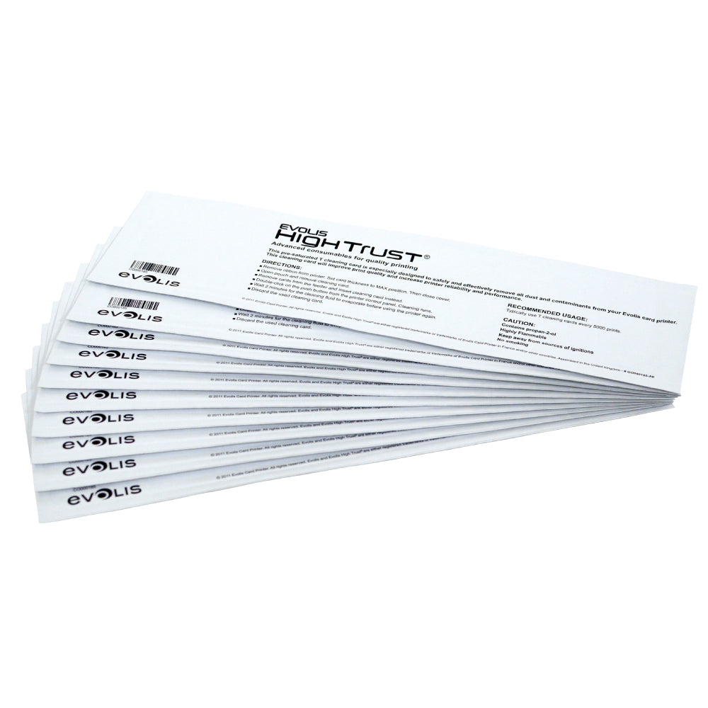 Evolis Alcohol Cleaning T Cards - 10 Cards
