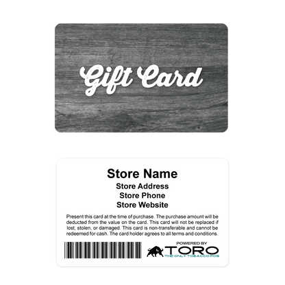 Toro Cigar POS Gift Cards - Wood