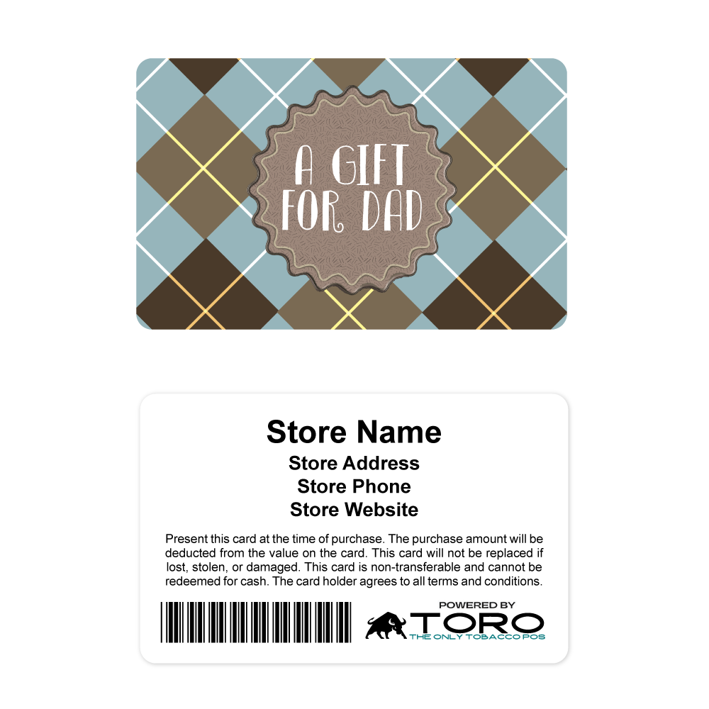 Toro Cigar POS Gift Cards - Father's Day Plaid