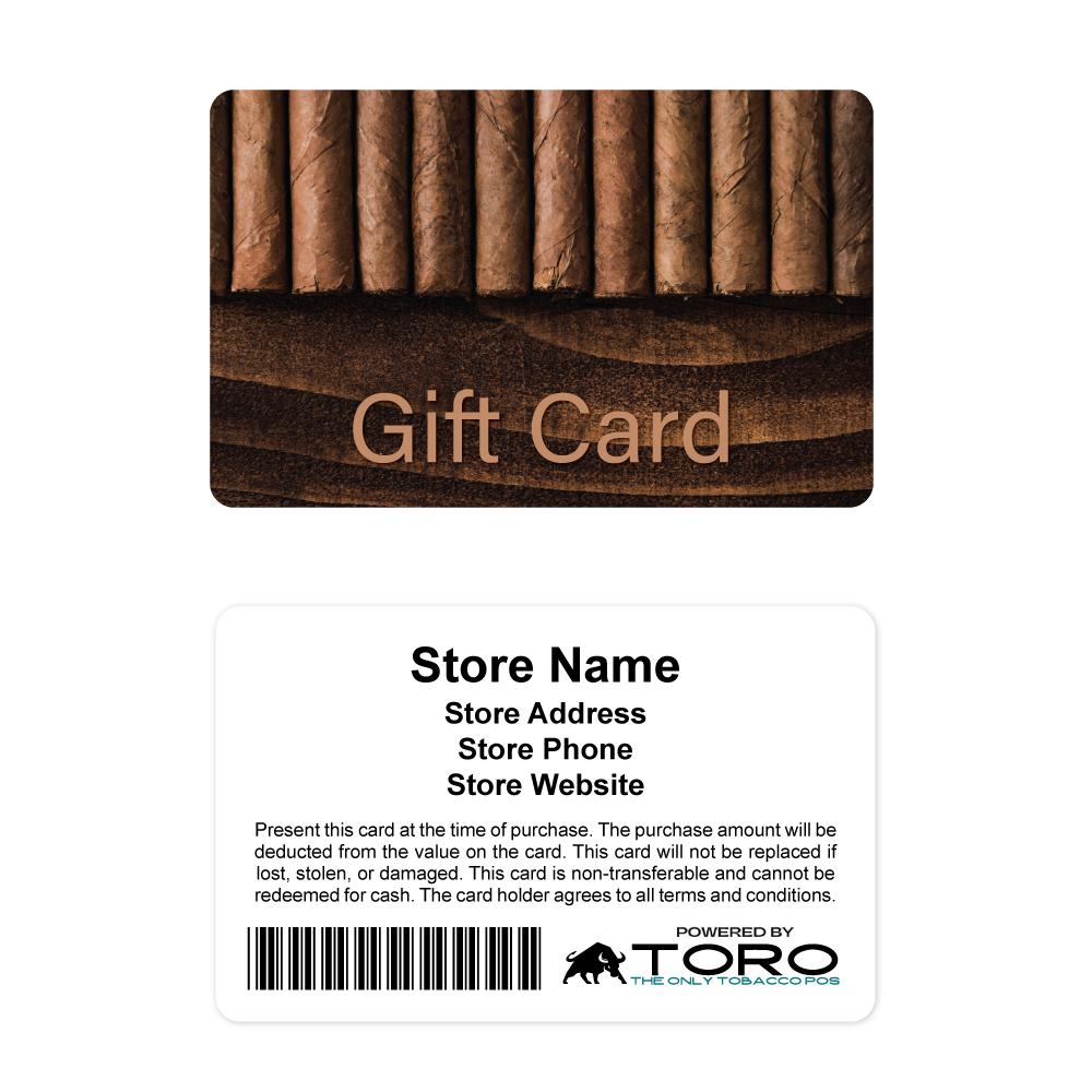 Toro Cigar POS Gift Cards - Line of Cigars