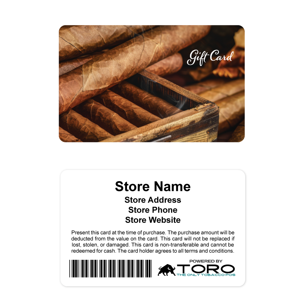 Toro Cigar POS Gift Cards - Cigar Box