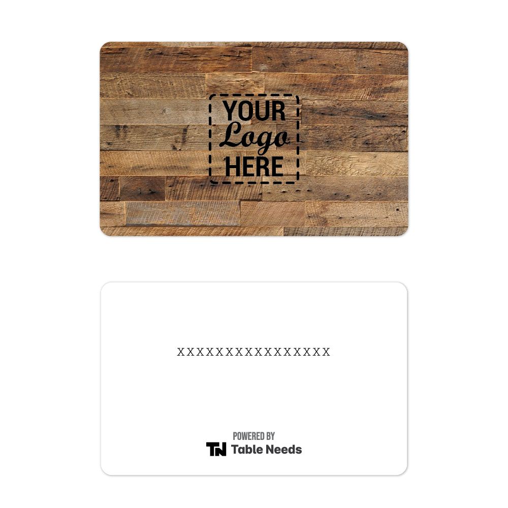 TableNeeds Gift Cards Your Logo Here Brown Wood