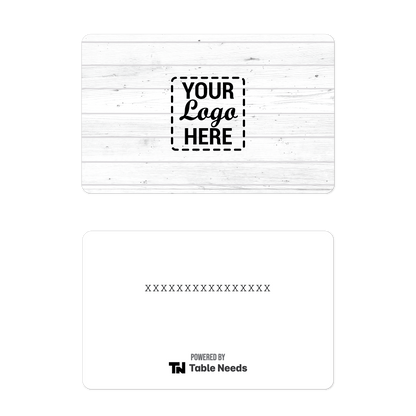 TableNeeds Gift Cards Your Logo Here White Wood