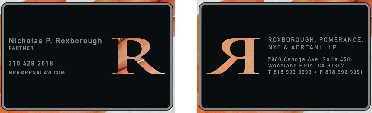 500 - Nicholas Roxborough - Business Cards  (WO124888)