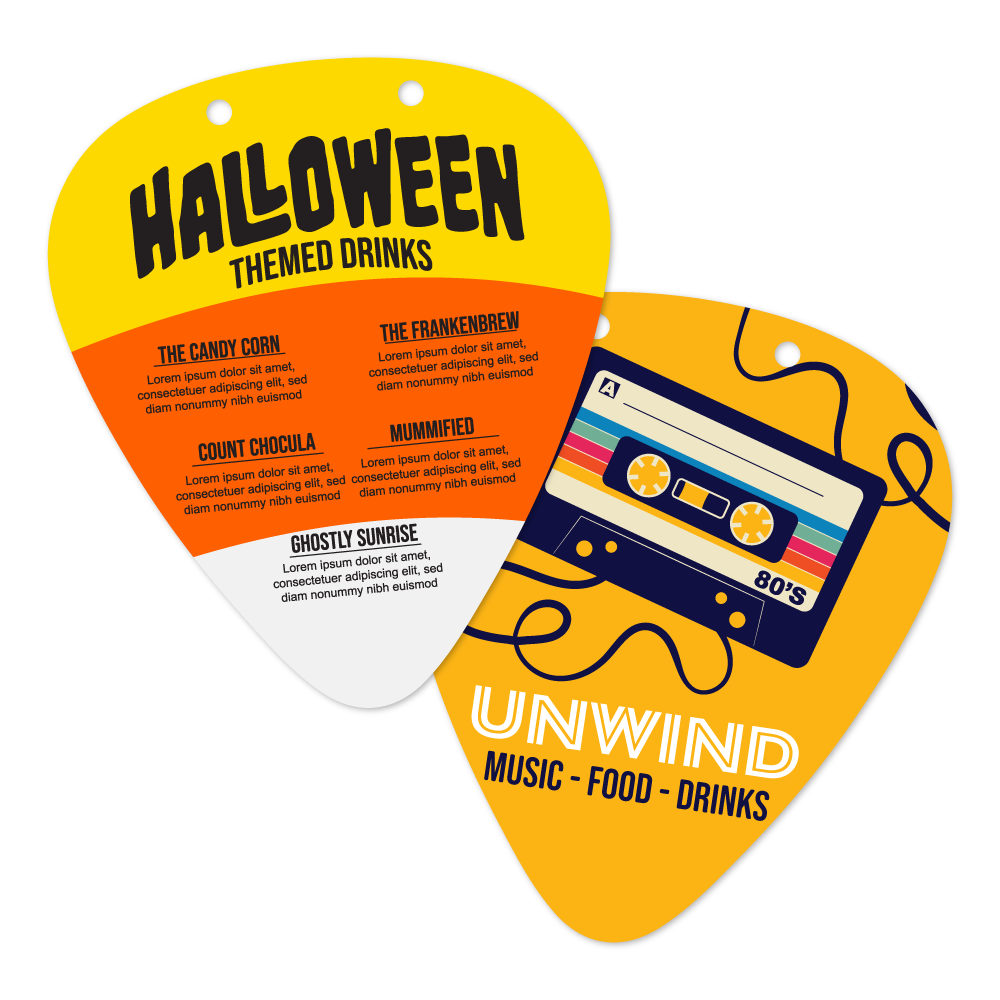 Custom Guitar Pick Menu/Signage - 7.5