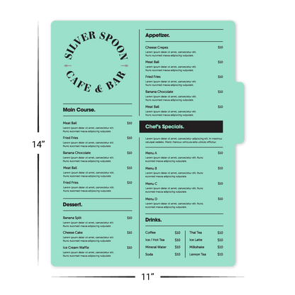 Custom Lower Tabbed Menu/Signage - 11" x 14"