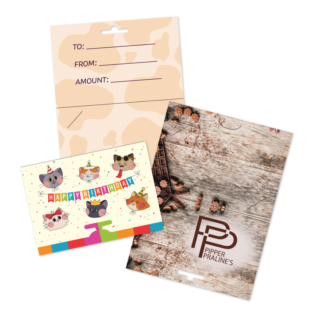 Custom Hanging Gift Card Backers