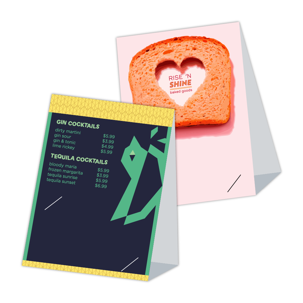 Custom Table Tents with Card Slot