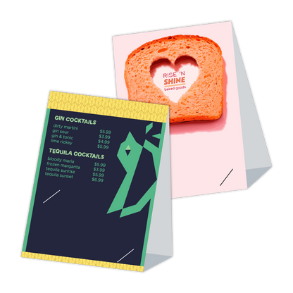 Custom Table Tents with Card Slot