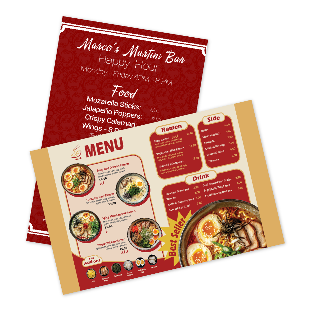 Custom Menu/Signage - 5.5