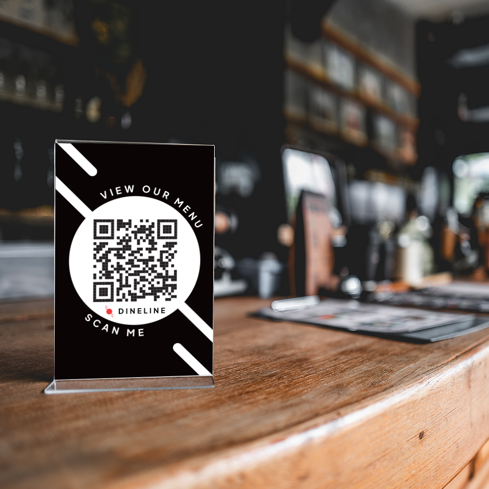 dineline Black QR Code 4x6 Display Insert
