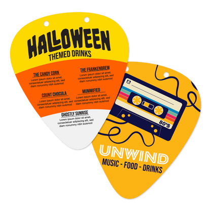 Custom Guitar Pick Menu/Signage - 7.5" x 6.5"