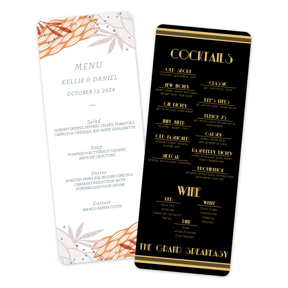 Custom Long Menu/Signage - 3.5" x 9"