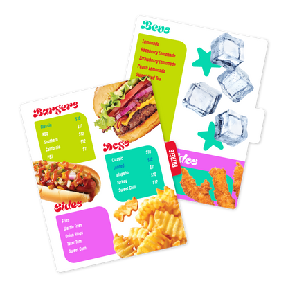 Custom Tabbed (Page 3) Menu/Signage - 10" x 12"