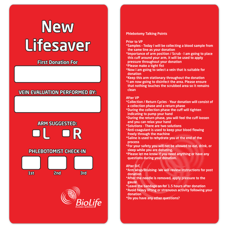 'New Lifesaver' Donor Cards Non-Hanging - 25 Pack