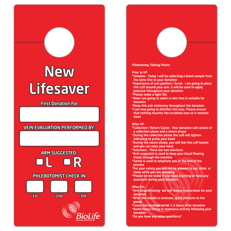 'New Lifesaver' Donor Cards Hanging - 25 Pack