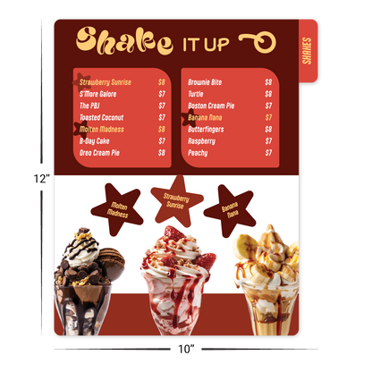 Custom Tabbed (Page 1) Menu/Signage - 10" x 12"