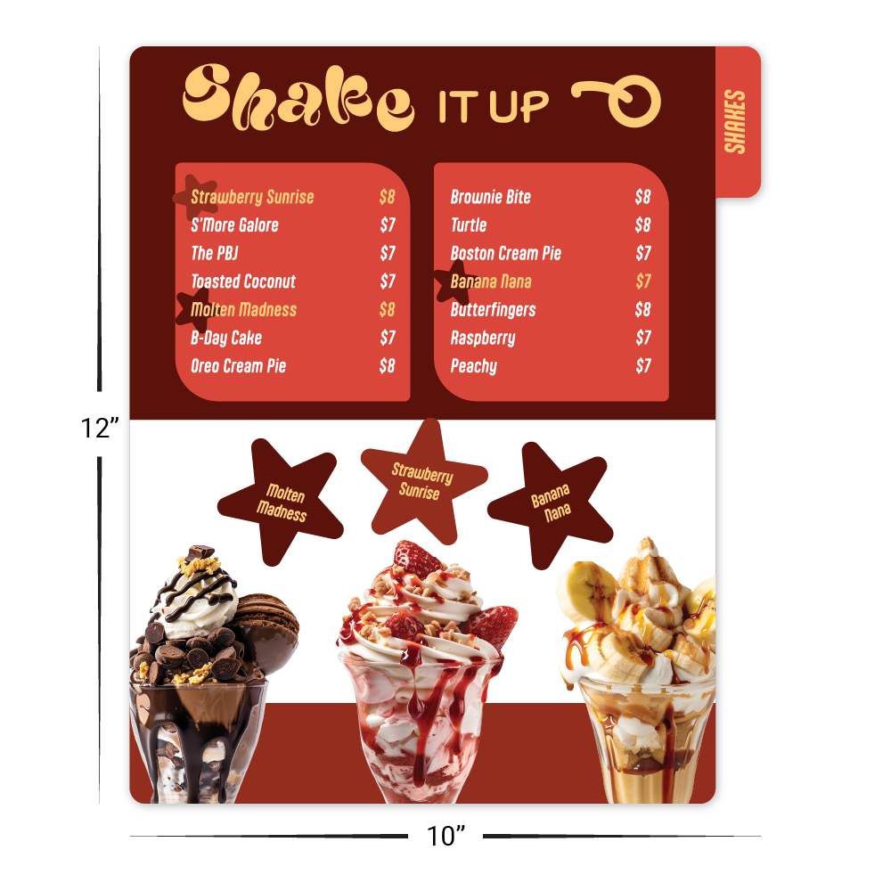Custom Tabbed (Page 1) Menu/Signage - 10