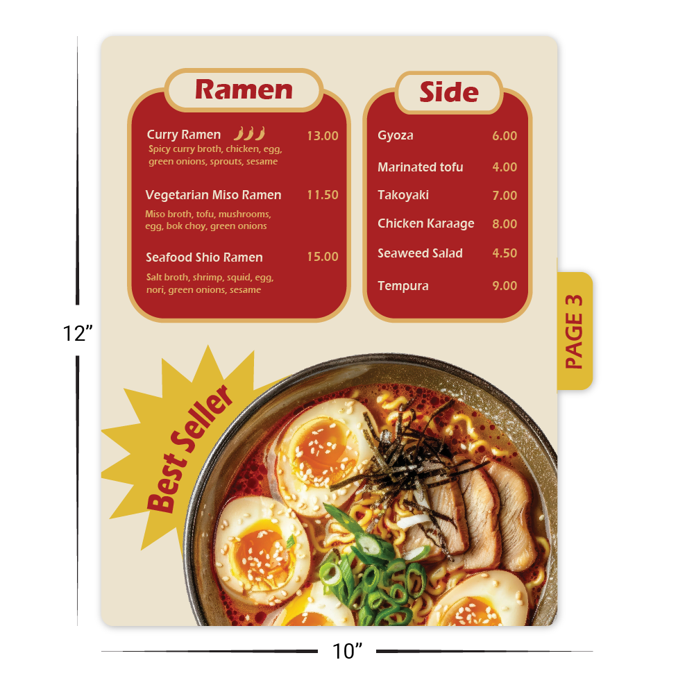 Custom Tabbed (Page 3) Menu/Signage - 10