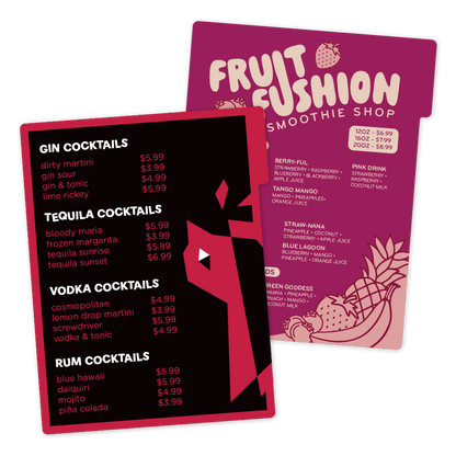 Custom Tabbed Menu/Signage - 11" x 14"