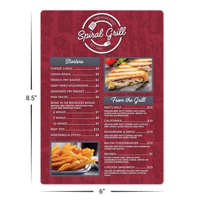 Custom Single Page Menu/Signage - 6" x 8.5"