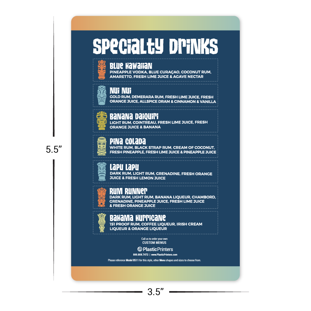 Custom Menu/Signage - 5.5