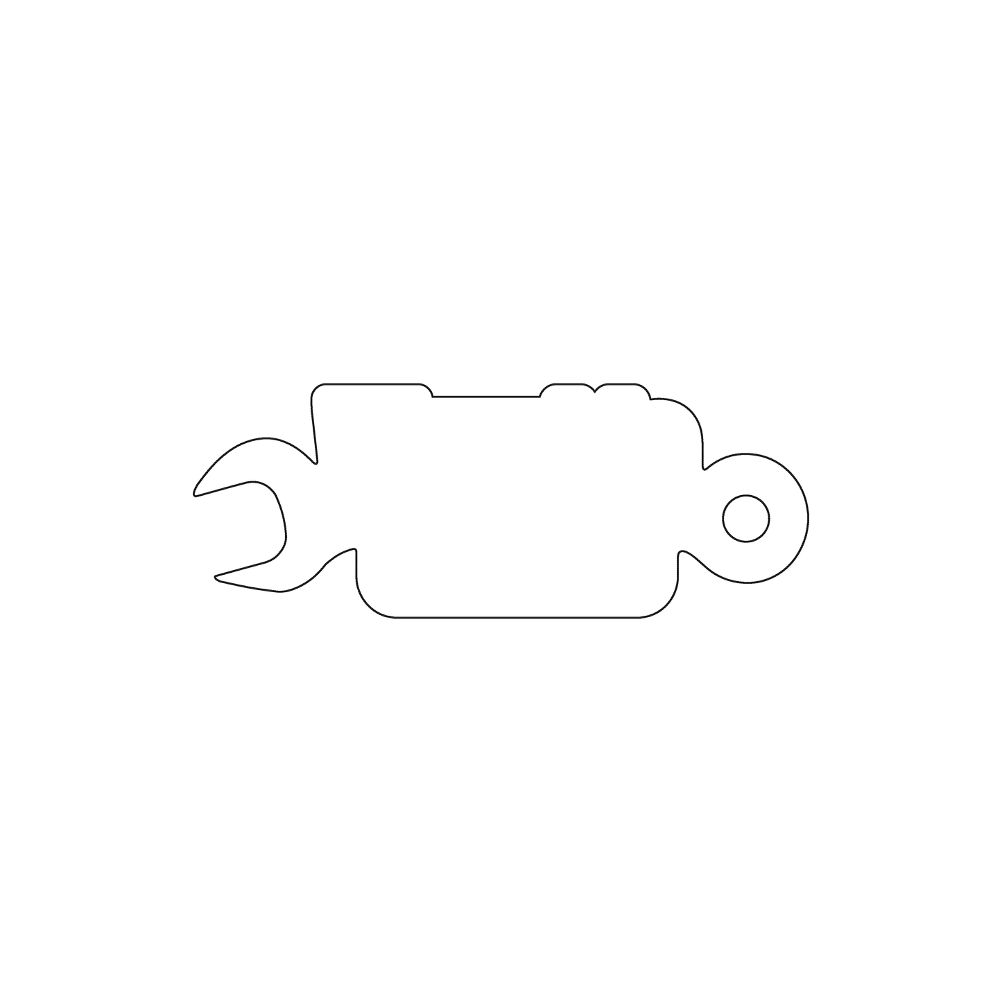 Custom Plastic 2.5" x .95" Wrench with Logo Shape Key Tags
