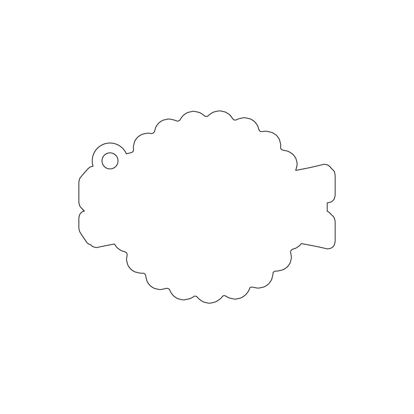 Custom Plastic 3" x 2.25" Round Ribbon Shape Tags