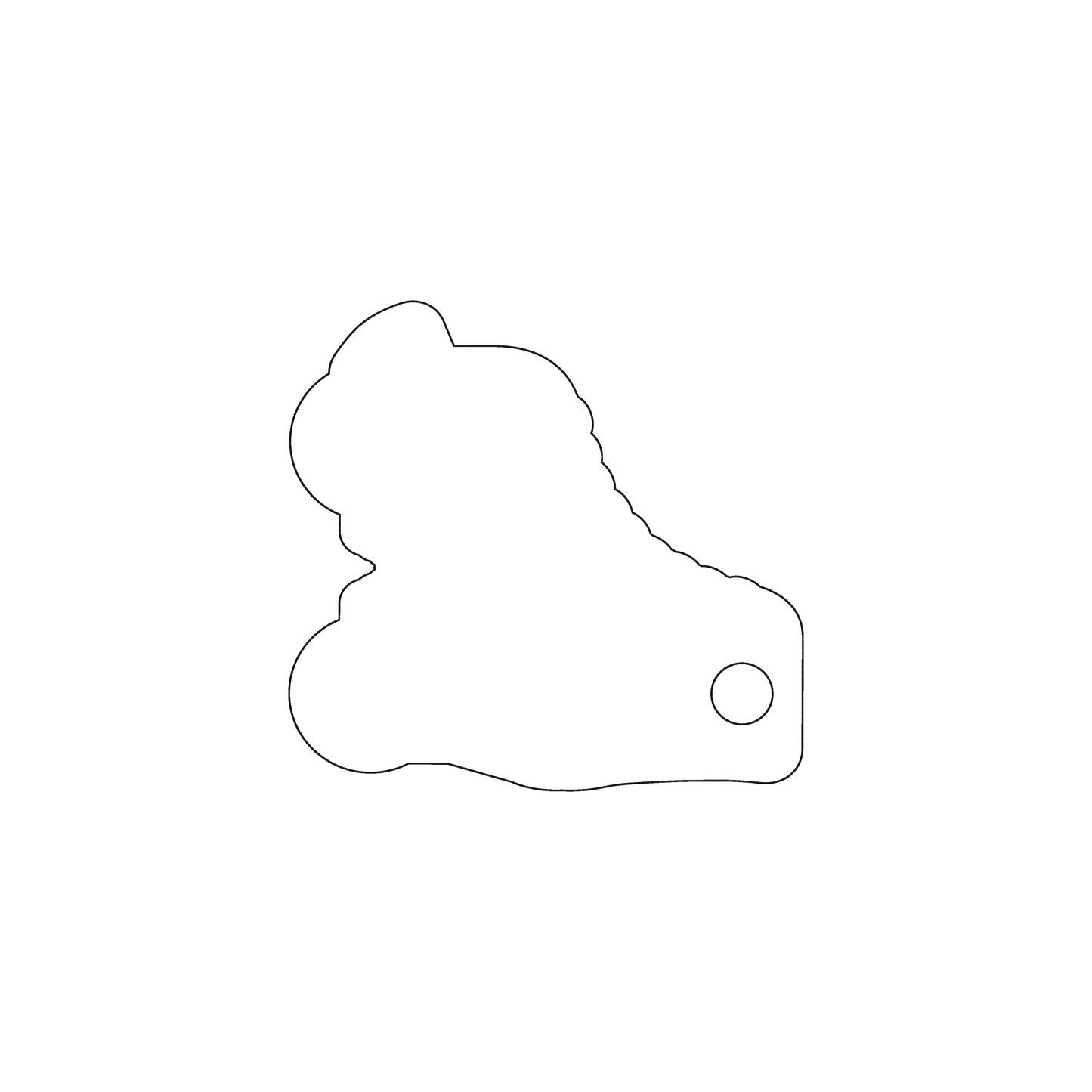 Custom Plastic 2" x 2.1" Roller Skate Shape Key Tags