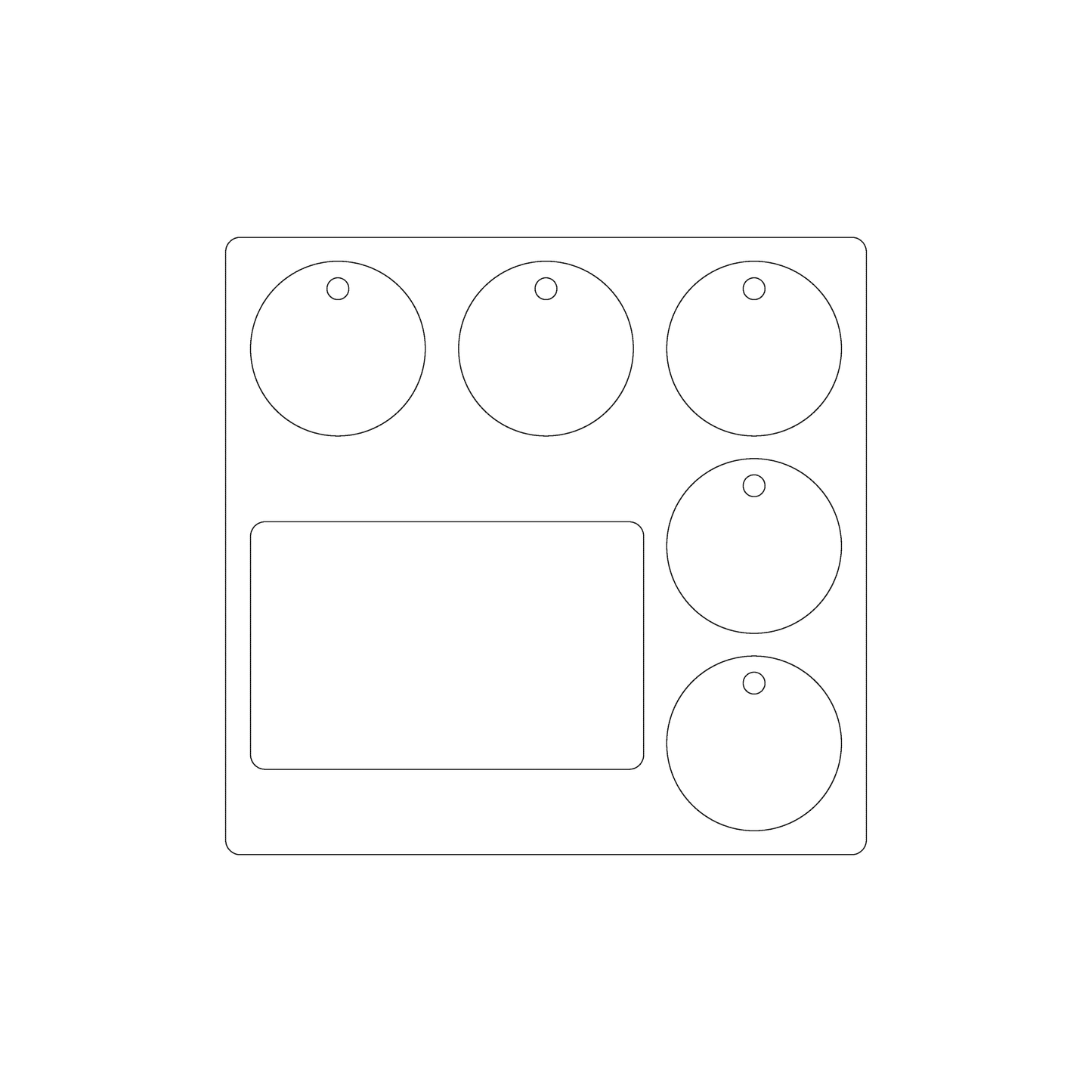 Custom Plastic 5.5" x 5.3" Card and Five Circle Key Tag Combo