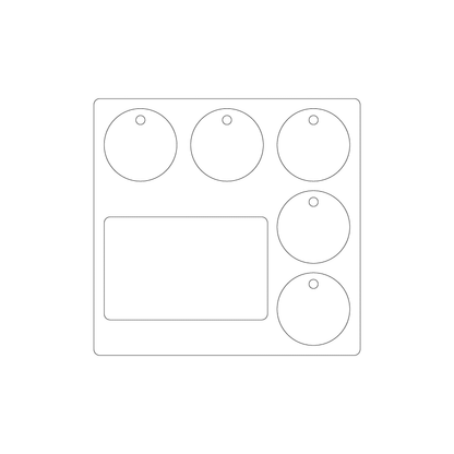 Custom Plastic 5.5" x 5.3" Card and Five Circle Key Tag Combo