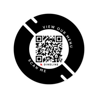 Dineline QR Code Circle Sticker 4" Version 2