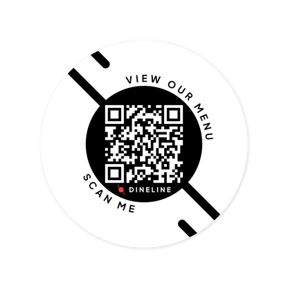 Dineline QR Code Circle Sticker 4" Version 2