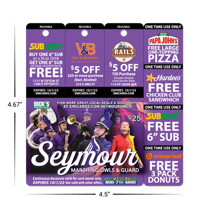 EMI Fundraising Punch Out Combo Card with Three Key Tags and Four Breakaways