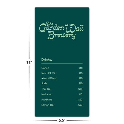 Custom Menu/Signage - 11" x 5.5" Shape