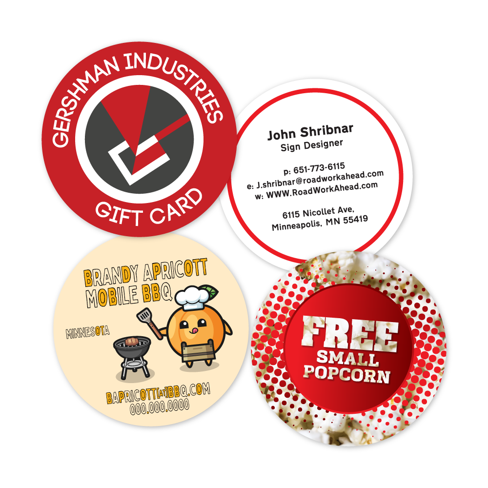 Custom Plastic 2.375" x 2.375" Circle Cards